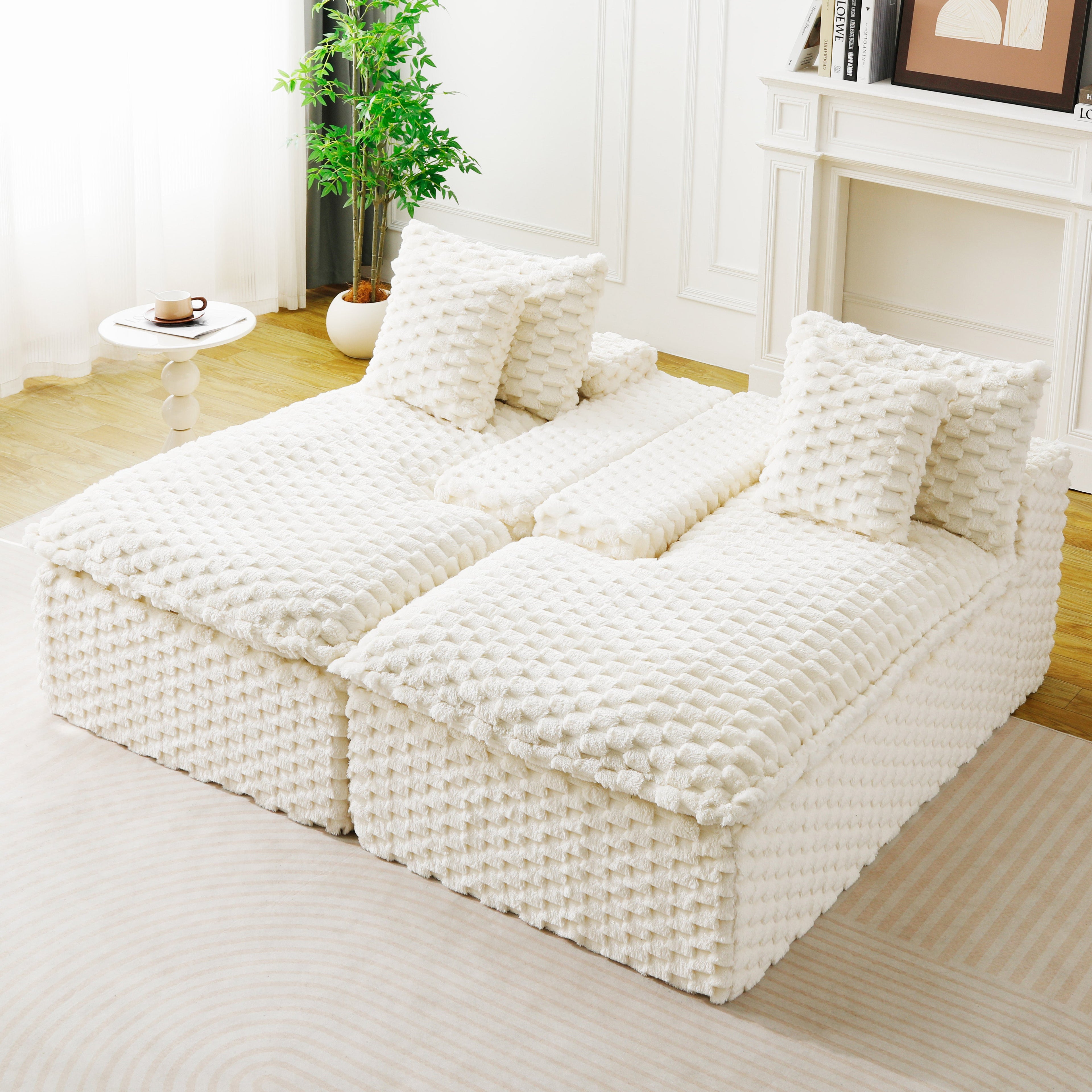 White Turtle Velvet Double Chaise Lounge