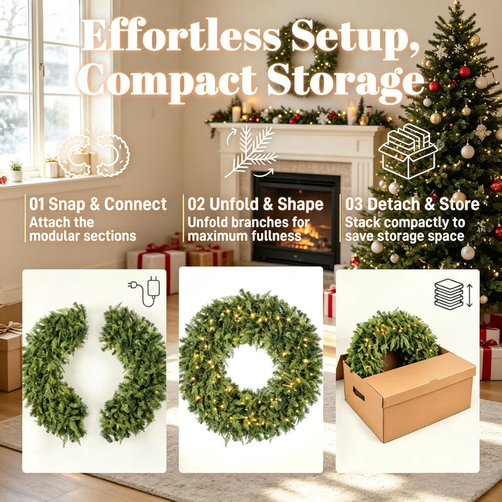 48-Inch Pre-Lit Crestwood Spruce Artificial Christmas Wreath