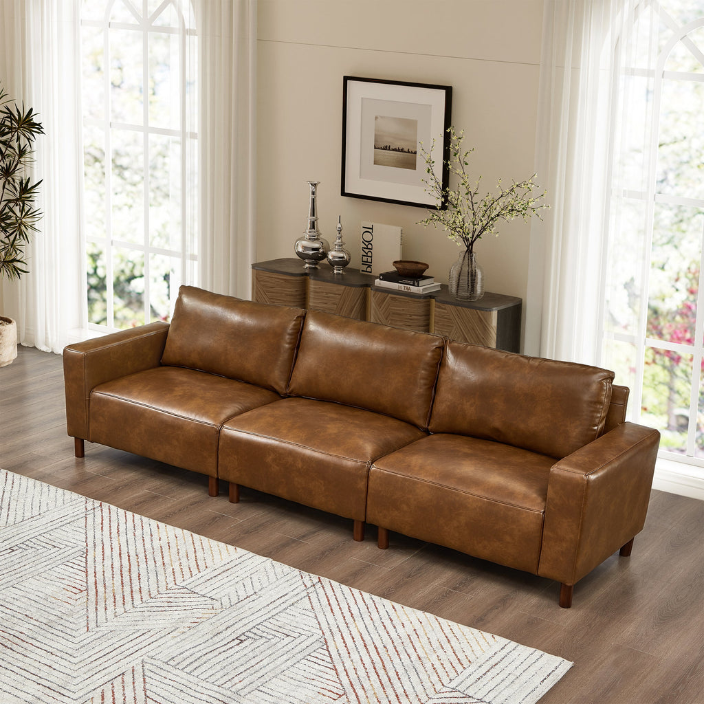 112" Luxury PU Leather Sofa