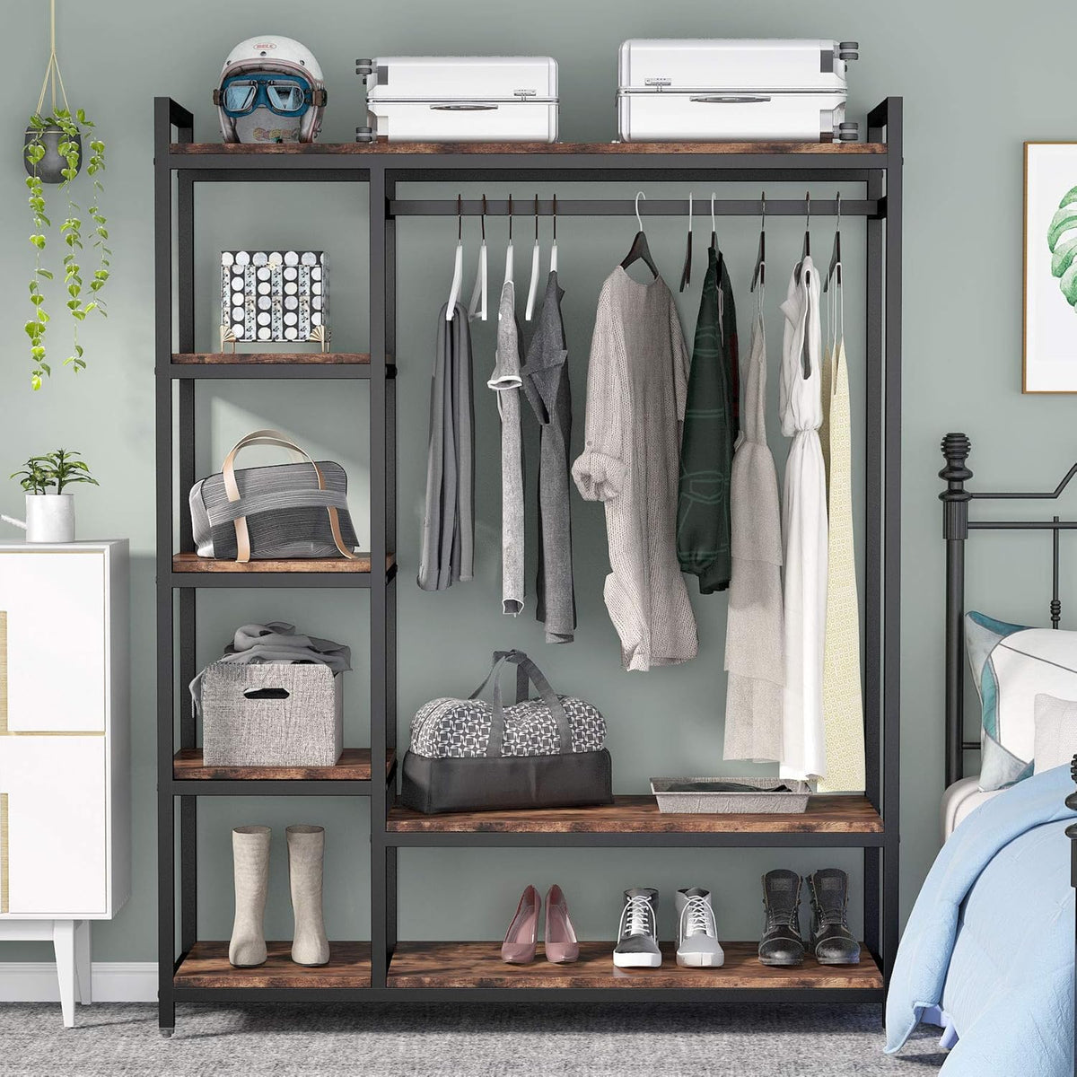 47.24" Rustic Brown Freestanding Closet Organizer