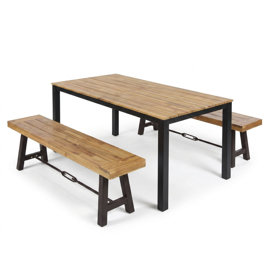 3-Piece Outdoor Acacia Wood Dining Set
