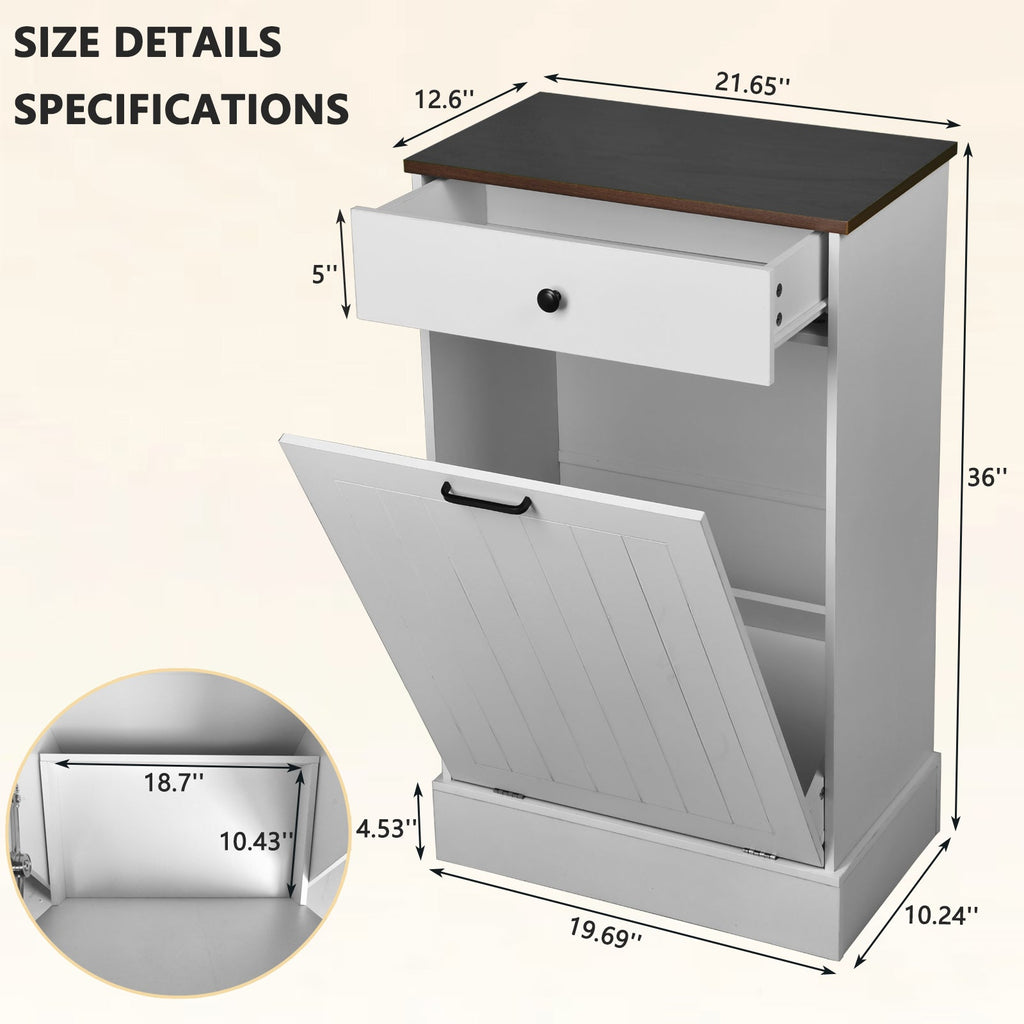 Tilt Out Trash Can Cabinet - Hidden Wooden Design