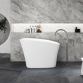 51-Inch Freestanding Solid Surface Deep Soaking Bathtub with Seat