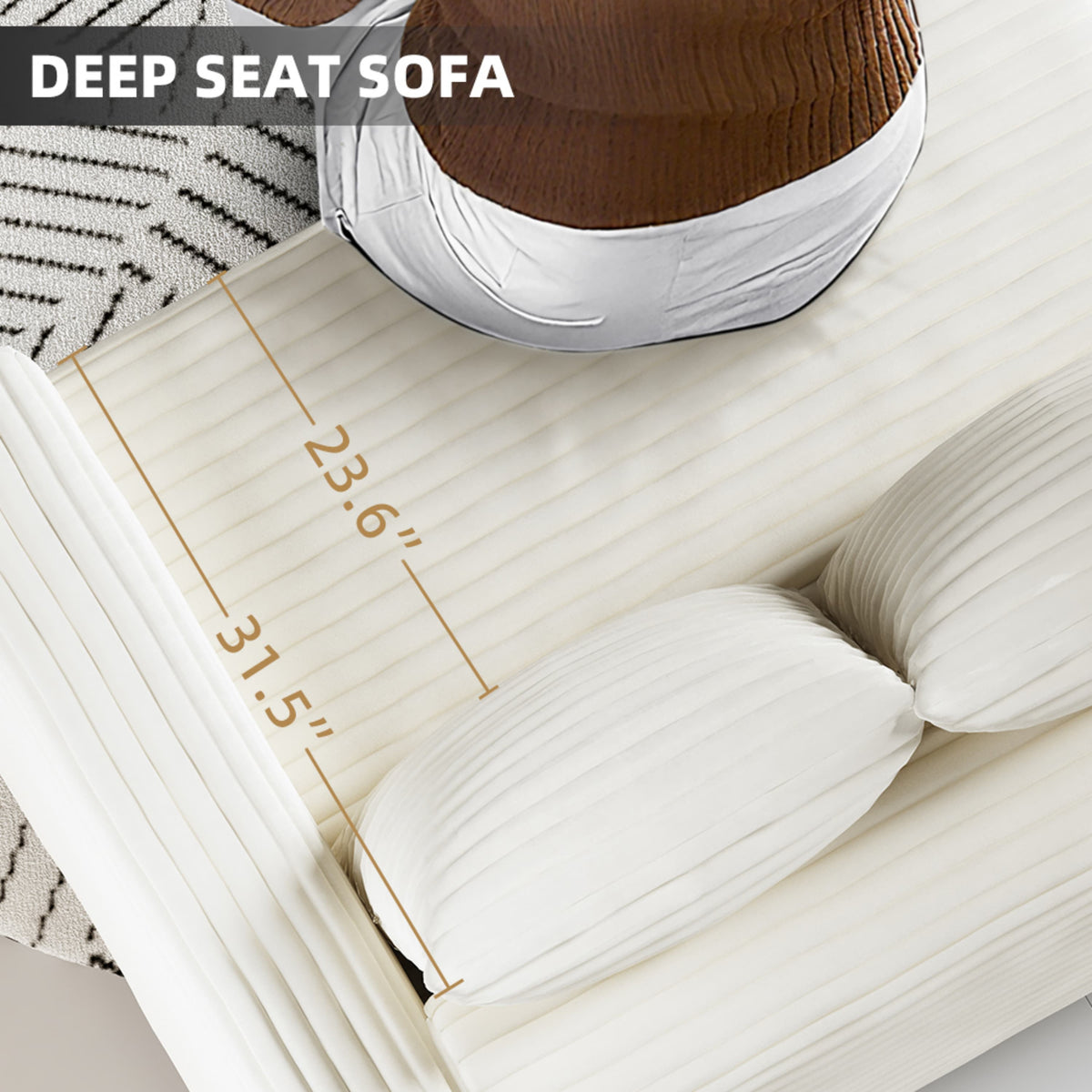 Plush Corduroy 4-Seat Sofa
