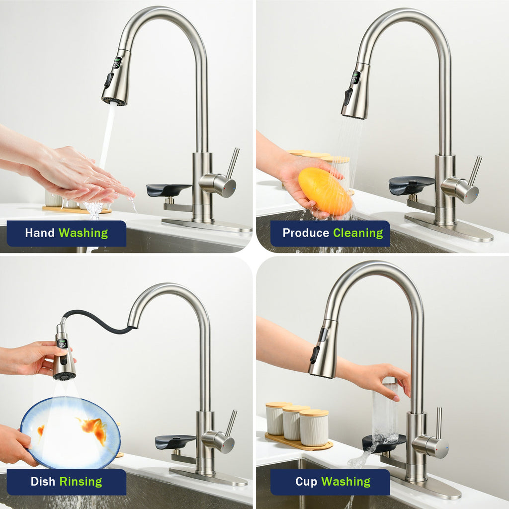 3-in-1 Kitchen Faucet with LED Temperature Display