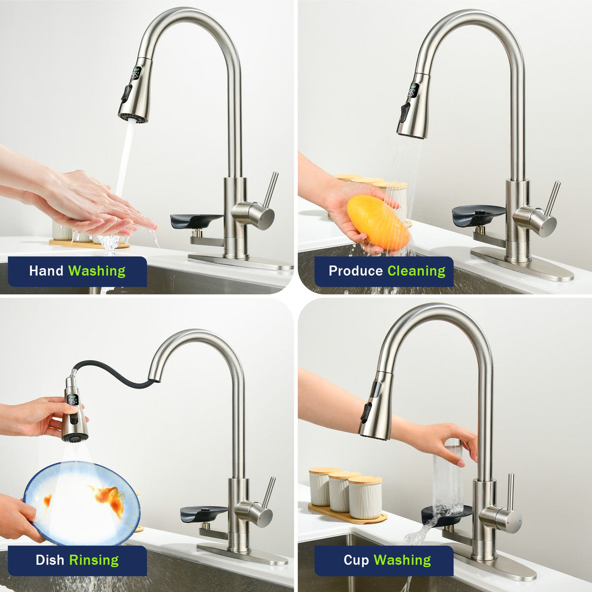 3-in-1 Kitchen Faucet with LED Temperature Display