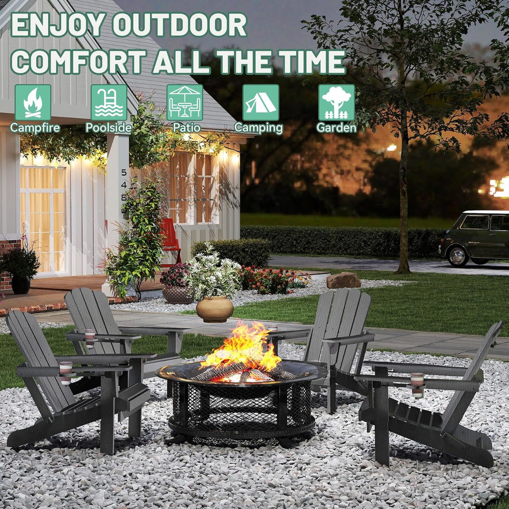 Adirondack Chairs Set of 2 - Gray Folding Outdoor Chairs