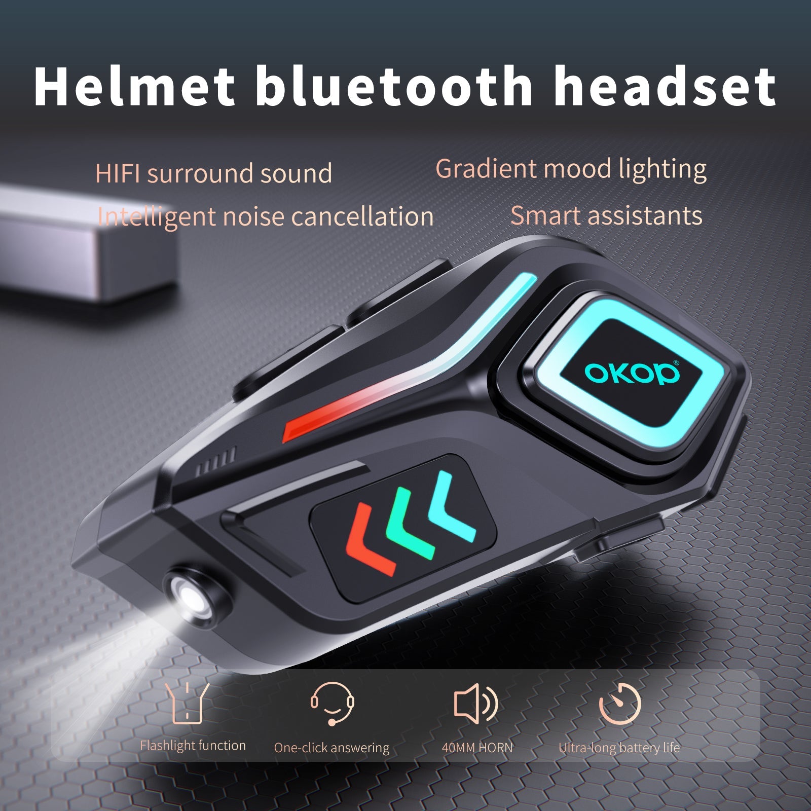 KP-291 Best-Selling Helmet Bluetooth Headset Ambient Lighting Long Battery Life Universal Helmet Compatibility Noise Cancellation And Binaural Stereo Calling In Stock
