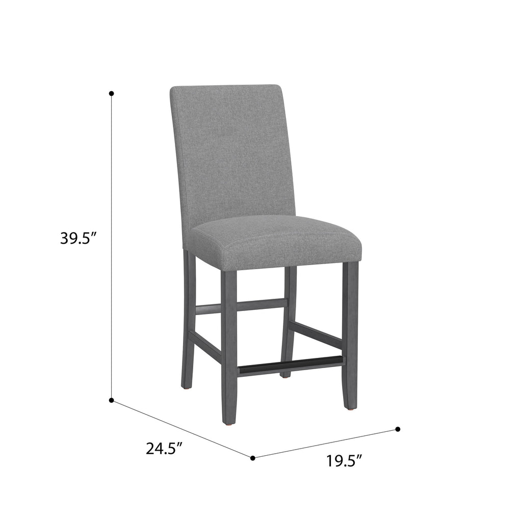 Gray Upholstered Barstools, Set of 2