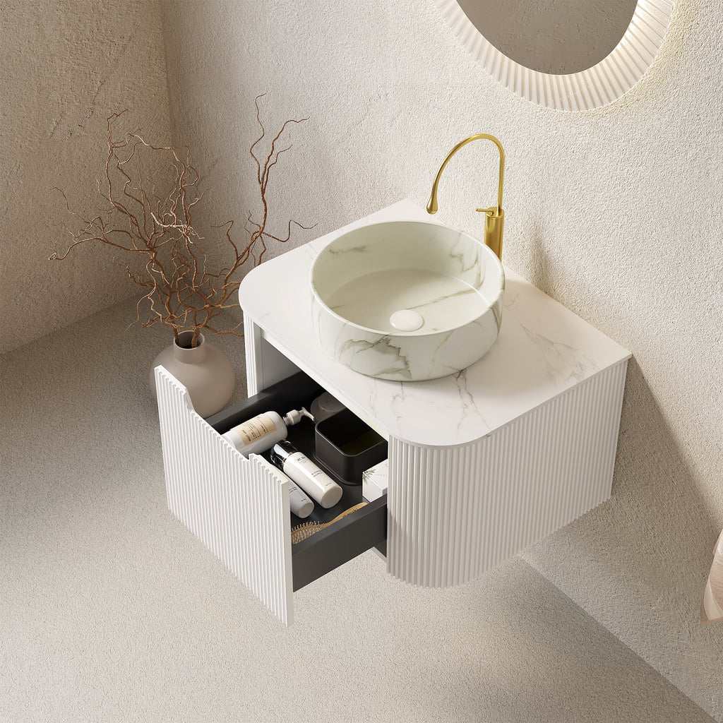 DINA 24" Bathroom Vanity & Sink, Floating Curved Edges