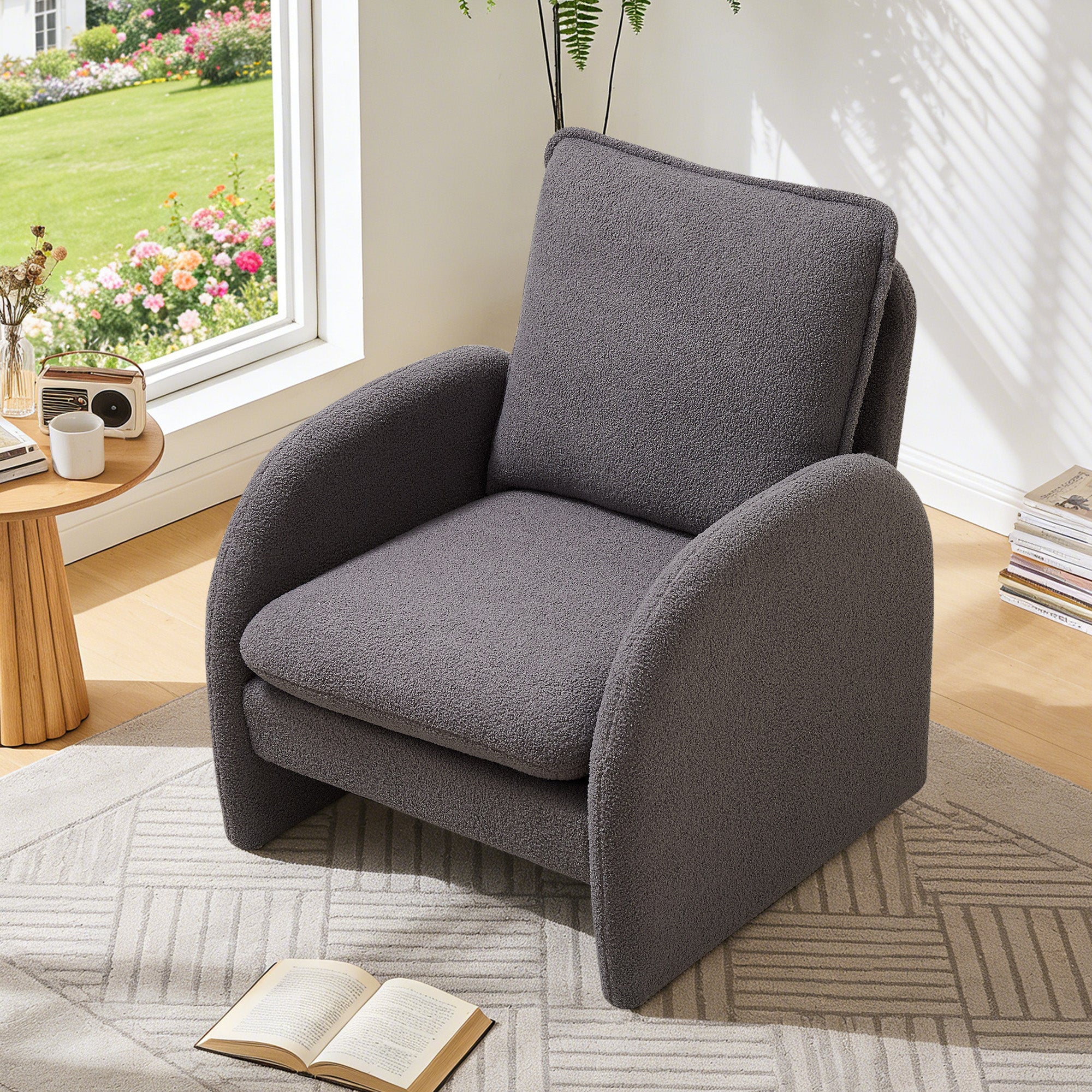 Modern Sherpa Upholstered Accent Chair