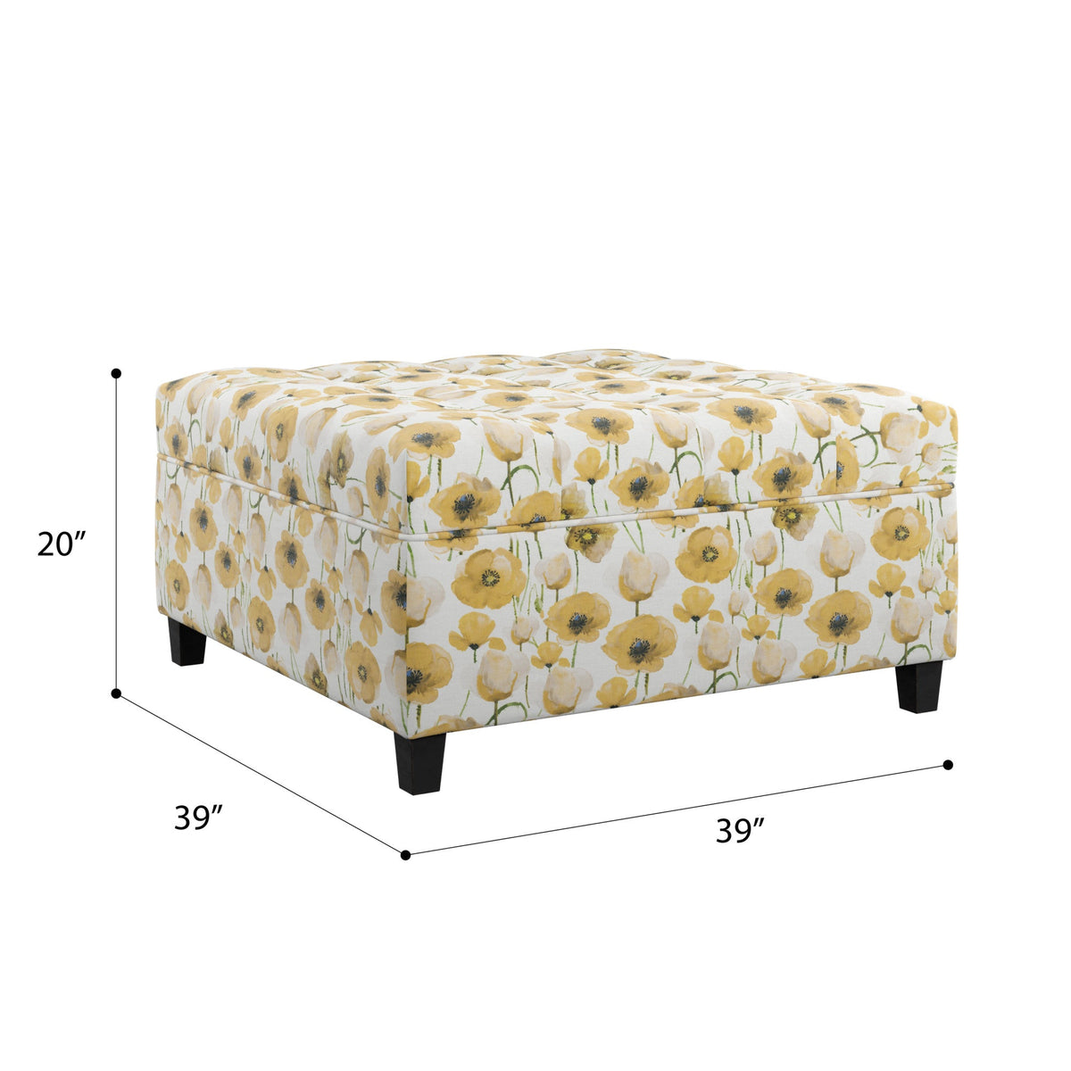 Golden Floral Storage Ottoman