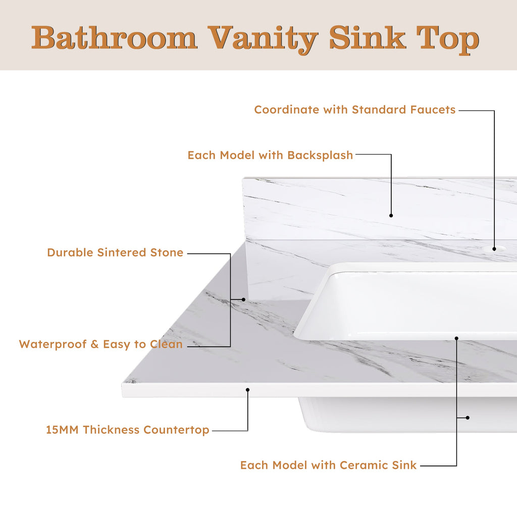 37 Inch Marble Vanity Top