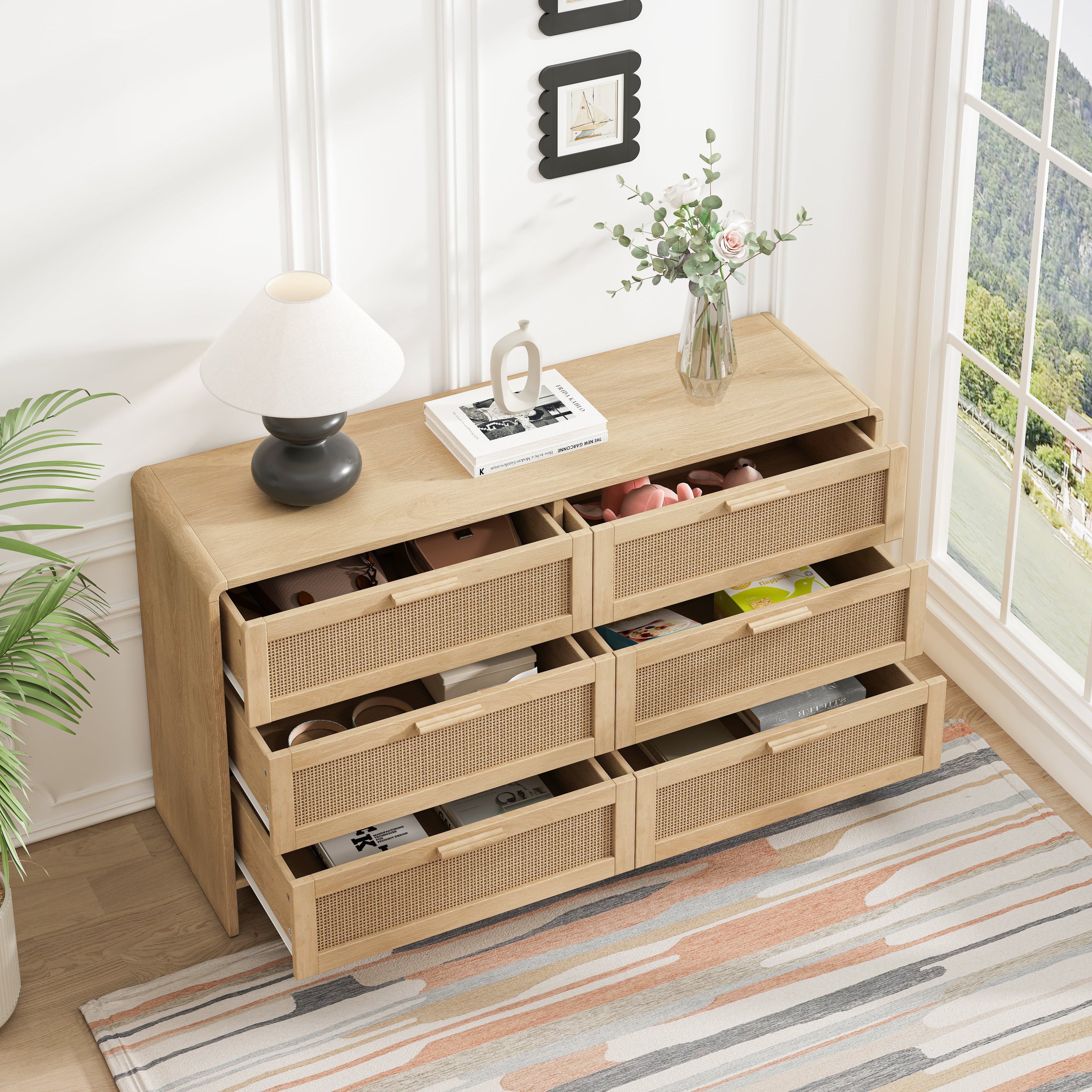 51.18'' Arc Shaped Corner Rattan Cabinet