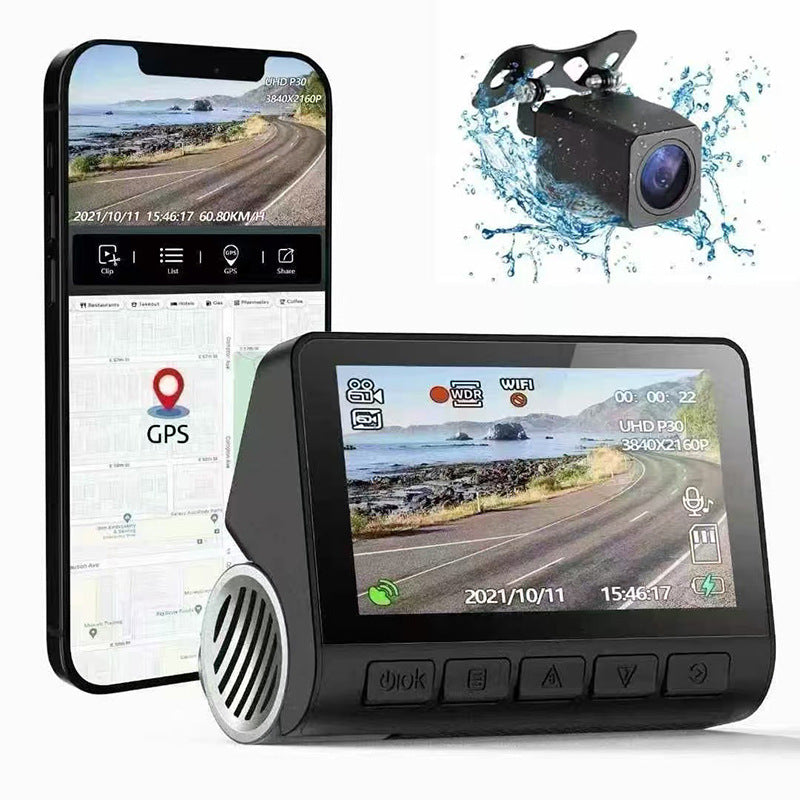 4K HD Dual Lens Dash Cam With Smartphone WiFi Connectivity And Built In GPS