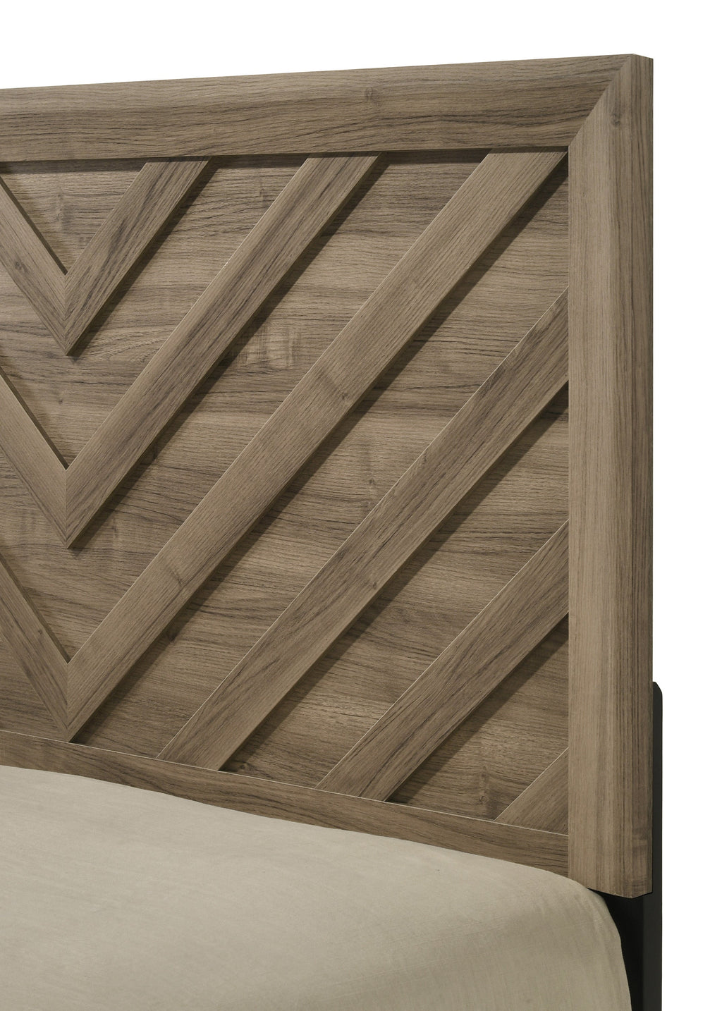 1pc King Size Chevron-Patterned Headboard Bed