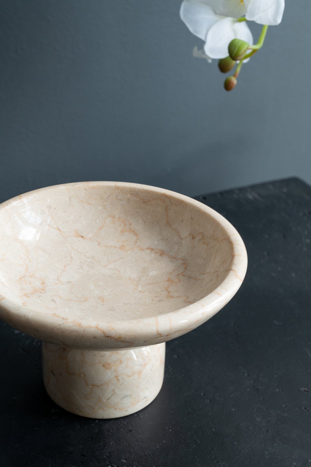 Round Marble Pedestal Fruit Bowl
