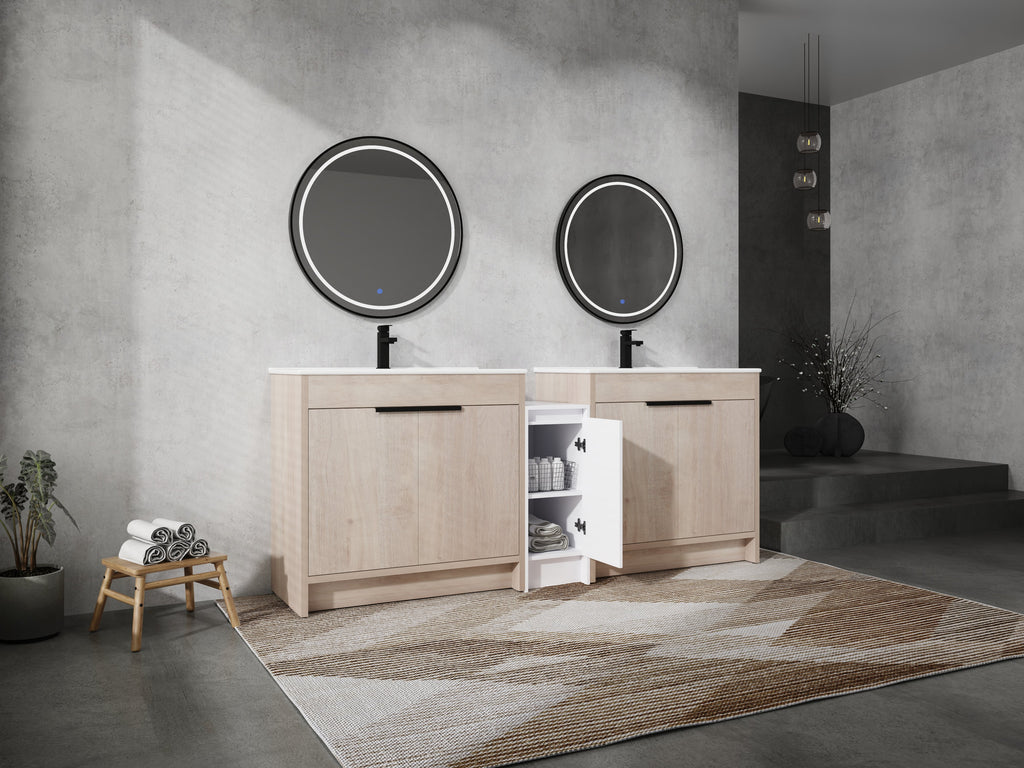 84 Inch Freestanding Bathroom Vanity with Ceramic Sink