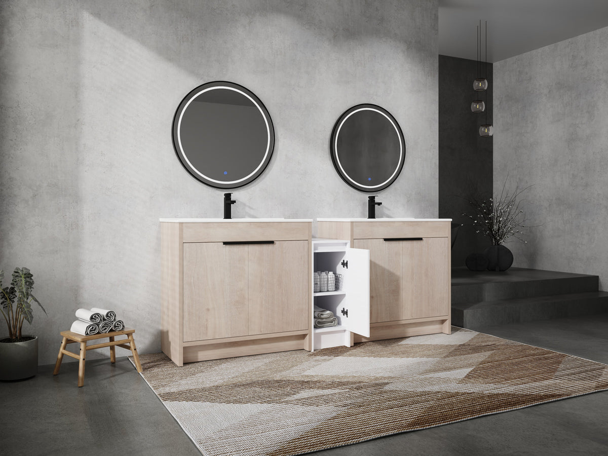 84 Inch Freestanding Bathroom Vanity with Ceramic Sink