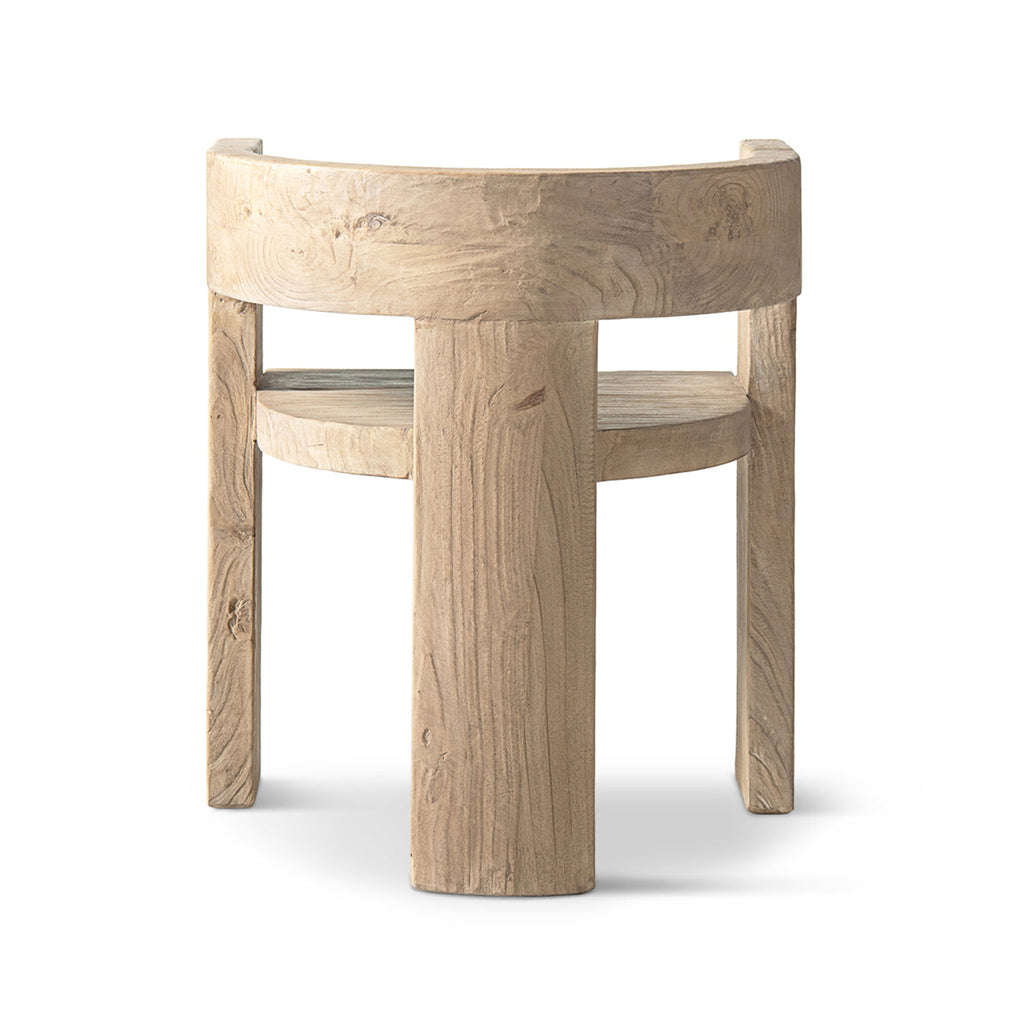 Soren Solid Reclaimed Elm Sculptural Accent Curved Dining Chair