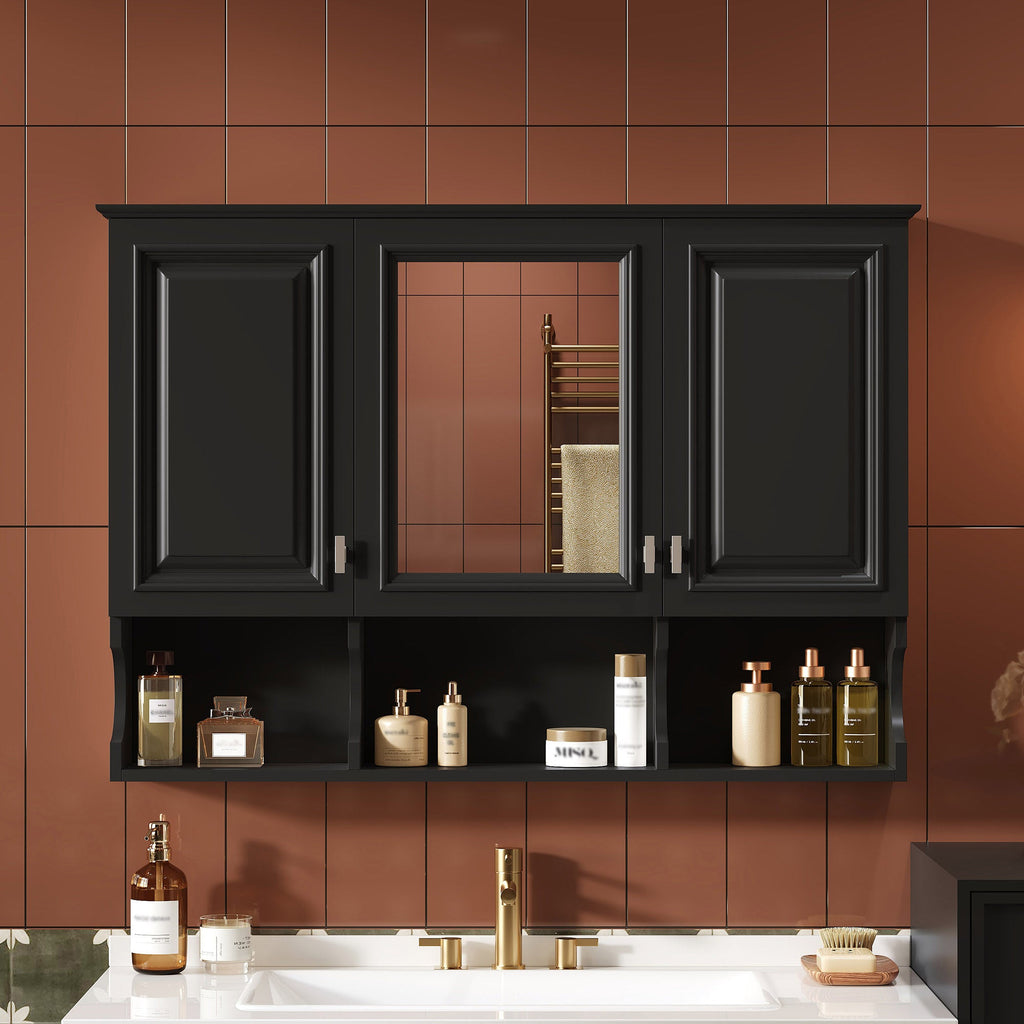 41 Inch Mirror Medicine Cabinet with Open Shelves