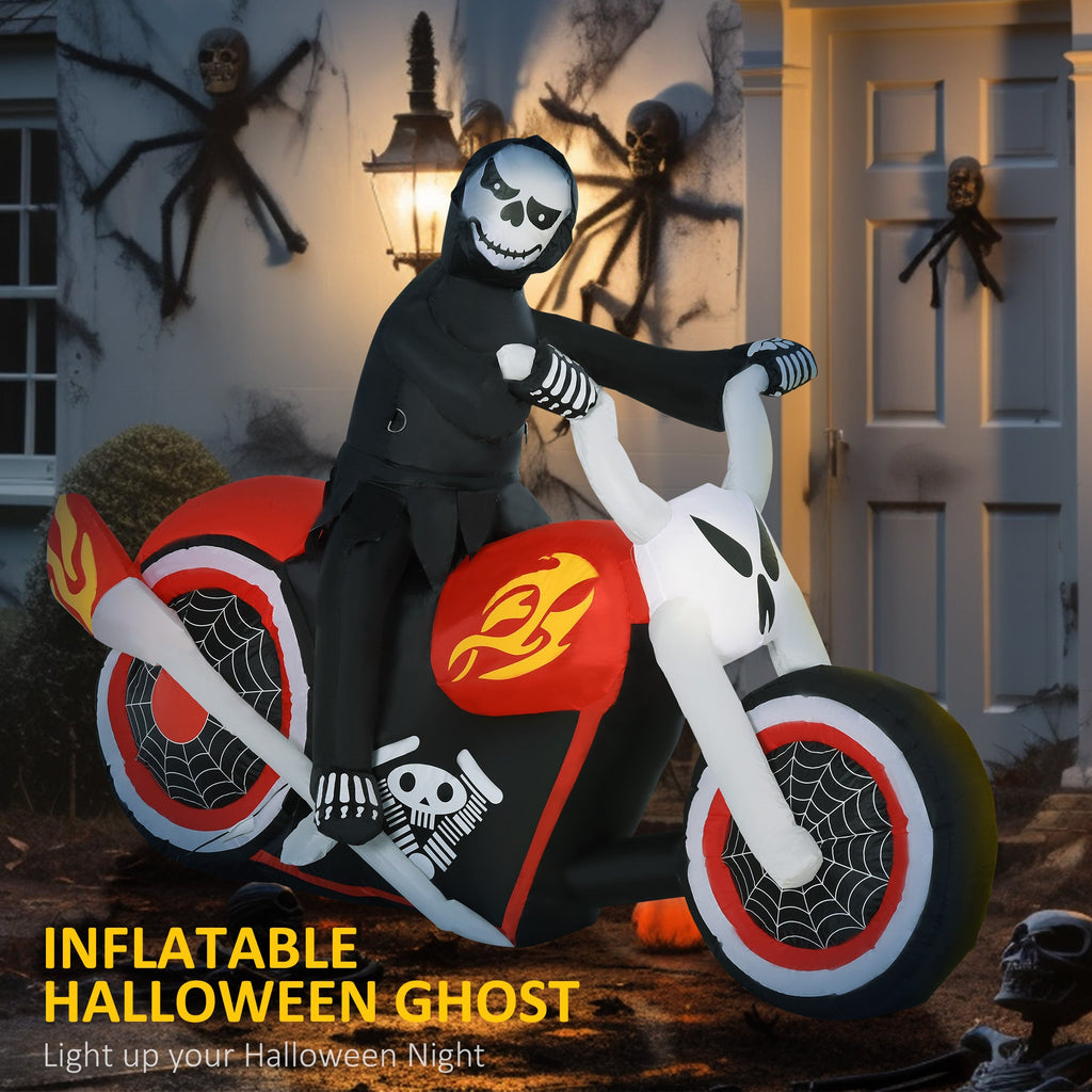 HOMCOM 6' Halloween Inflatable Ghost Biker Decoration