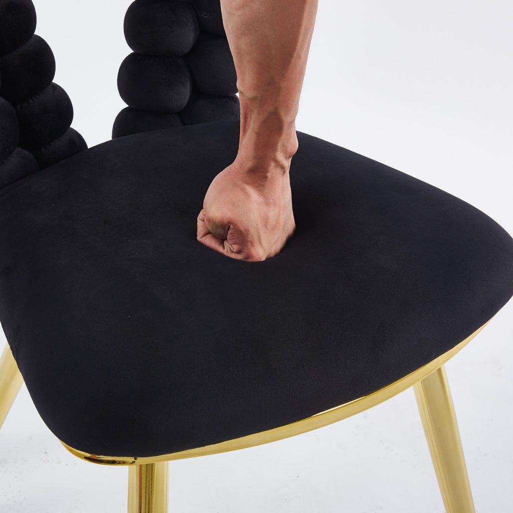 Modern Chair Set of 2 with Golden Color Iron Tube Legs