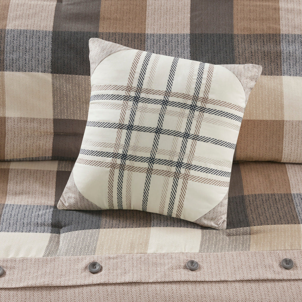 7 Piece Herringbone Comforter Set Neutral Cal King