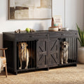 Dog Crate Furniture TV Stand - 2-in-1 Wooden Dog Kennel with Storage