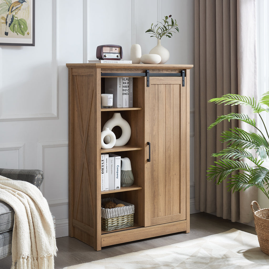 Farmhouse Modern 5 Drawer Dresser with Sliding Barn Door