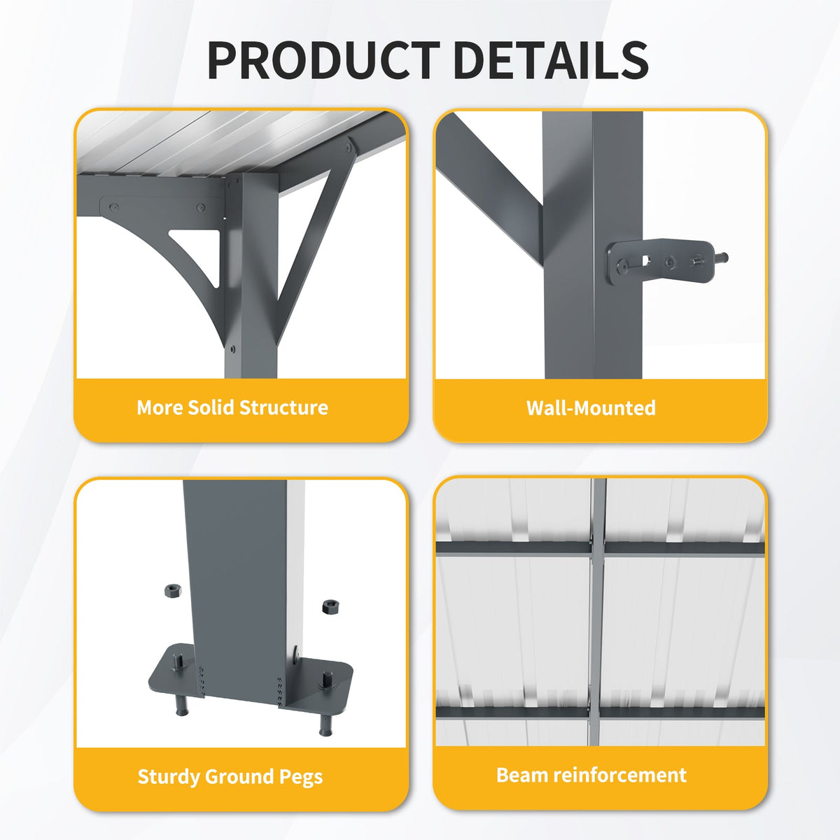 Outdoor Pergola - 12' x 8' Galvanized Steel