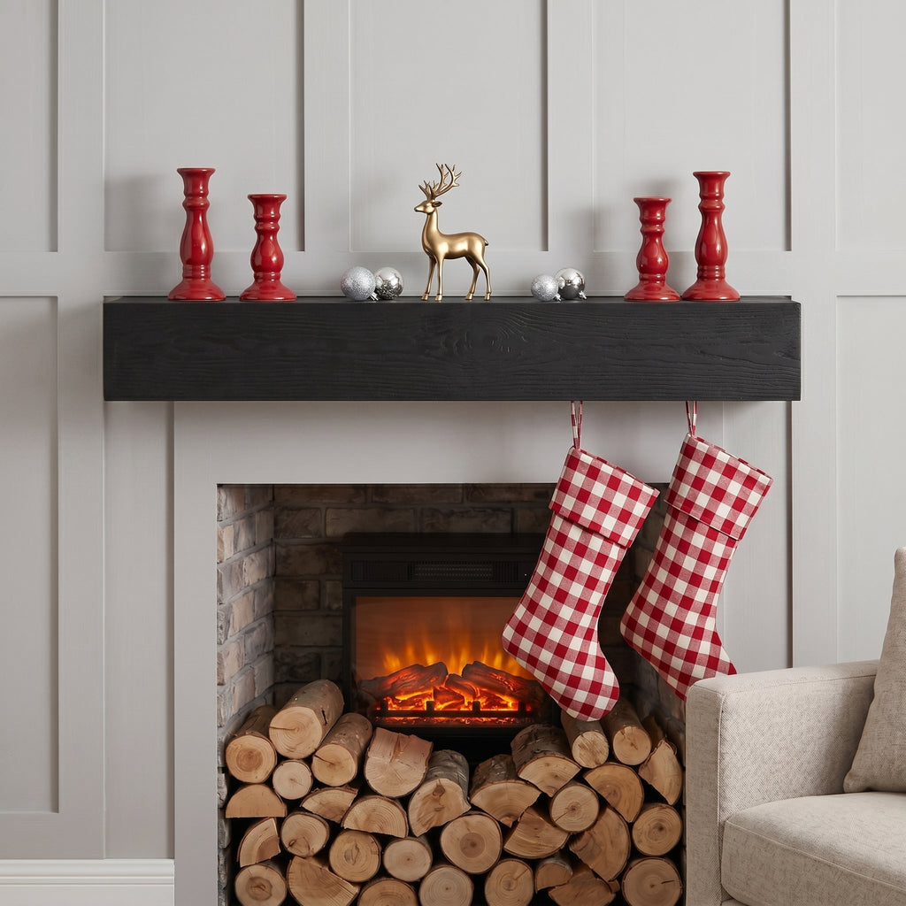 48" Embossed Fireplace Mantel - Western Red Cedar