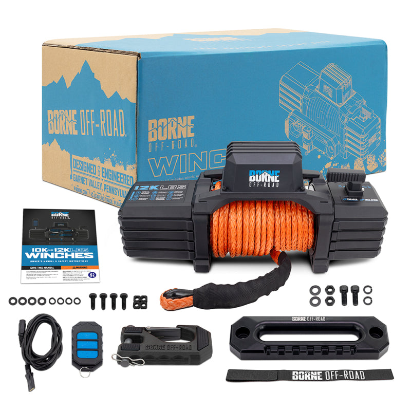 Borne Off-Road 12K Winch - Orange Synthetic Rope BNWN-12-SOR