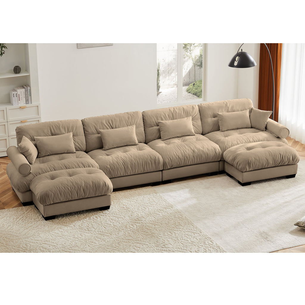 U Shaped Sectional Sofa Cloud Couch with Movable Ottomans