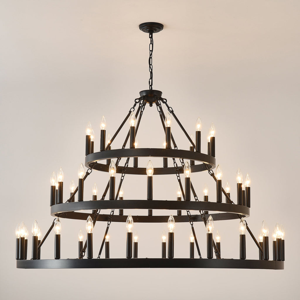 39.37 Inch 3 Tiers Wagon Wheel Chandelier
