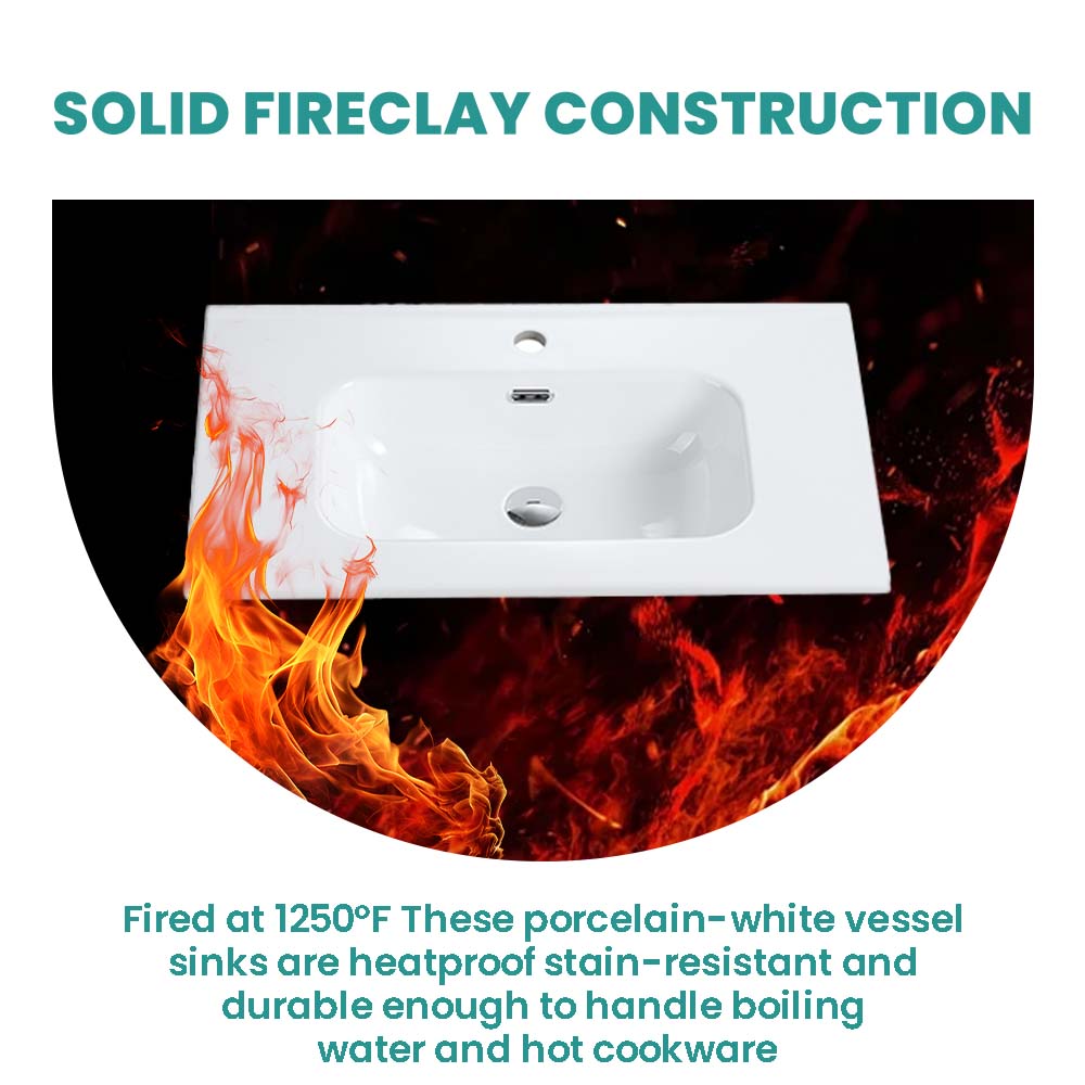 Glossy White Ceramic Integrated Sink