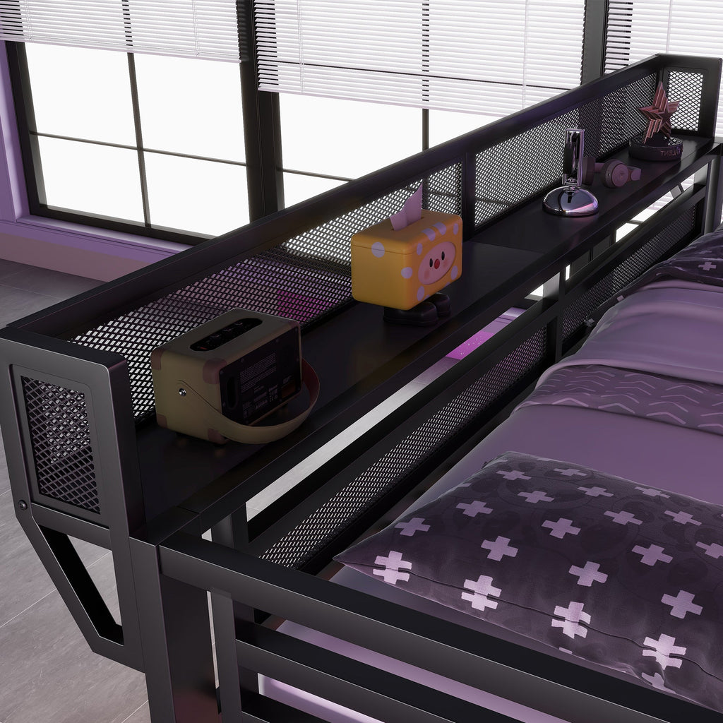 Full Loft Bed with Desk and Charging Station