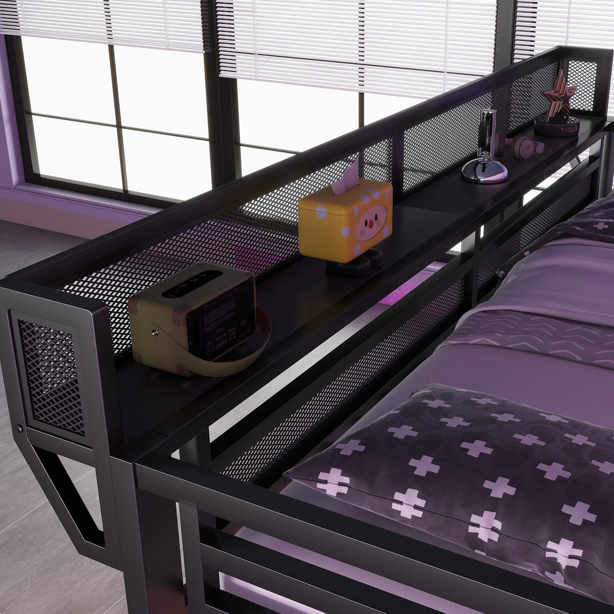 Full Loft Bed with Desk and Charging Station