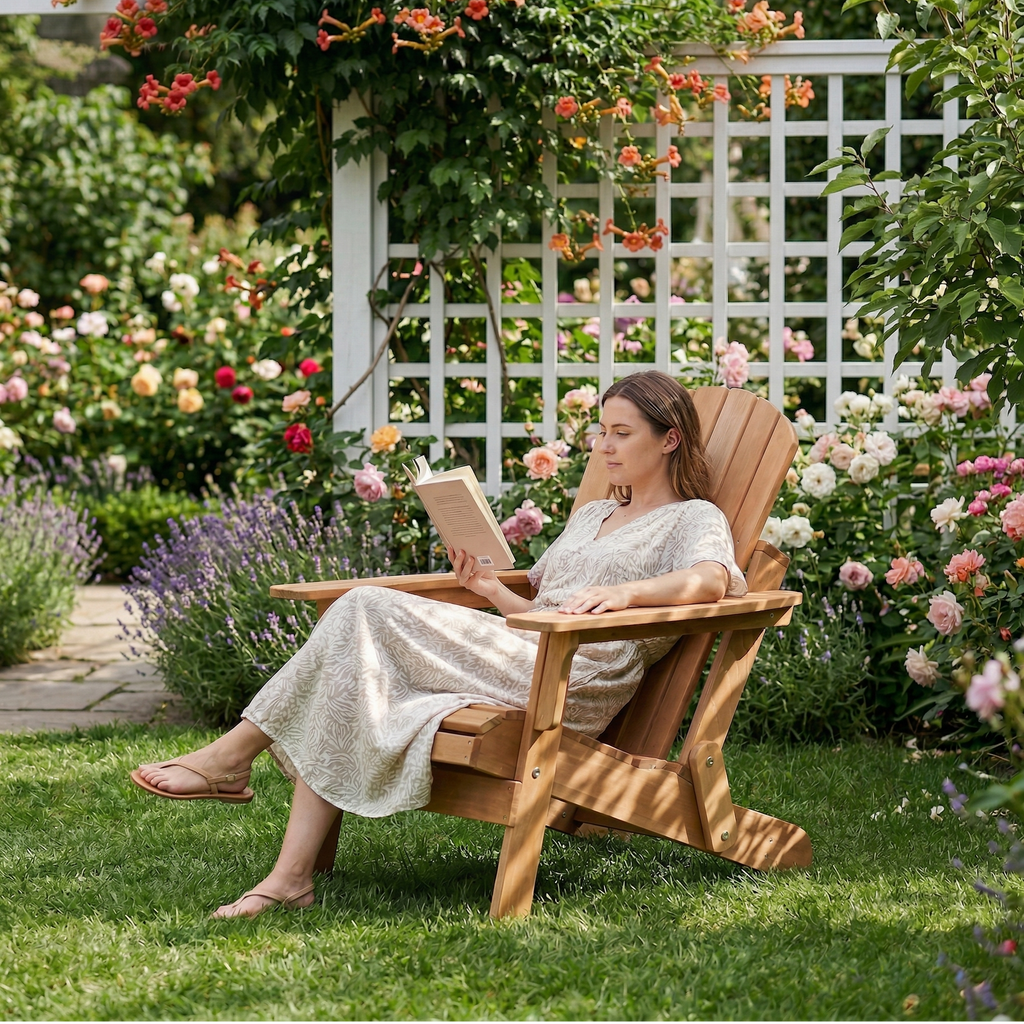 Oversize Wooden Outdoor Folding Adirondack Chair