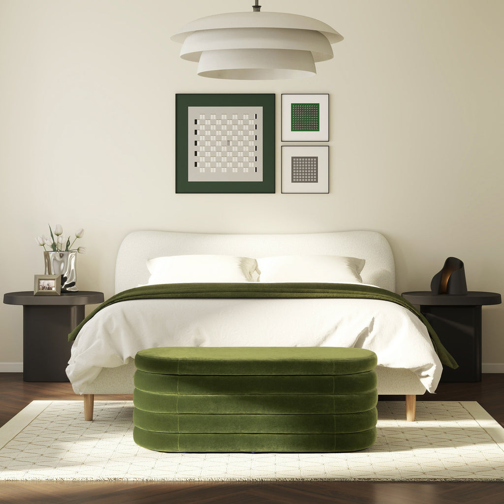 Fuji 49" Upholstered Oval Storage Bench