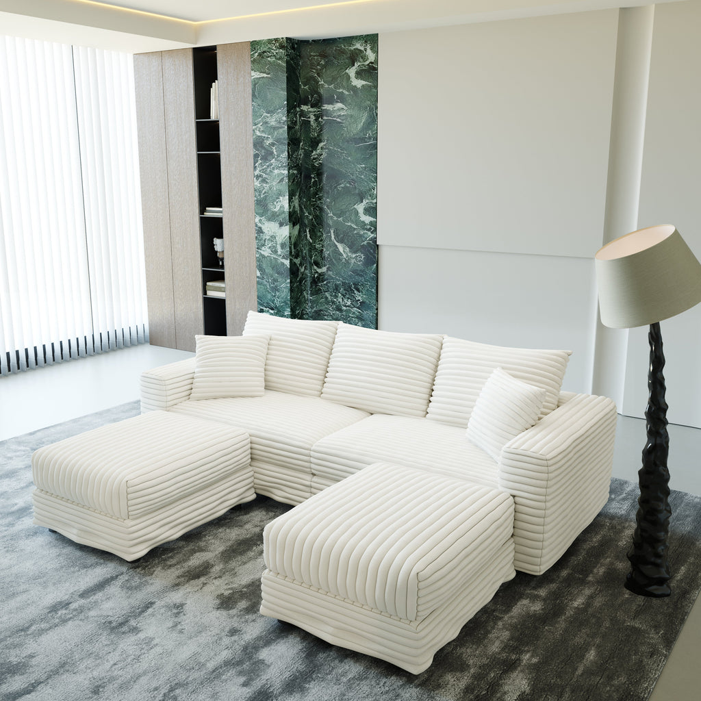 82.7" Plush Corduroy 3-Seat Sofa
