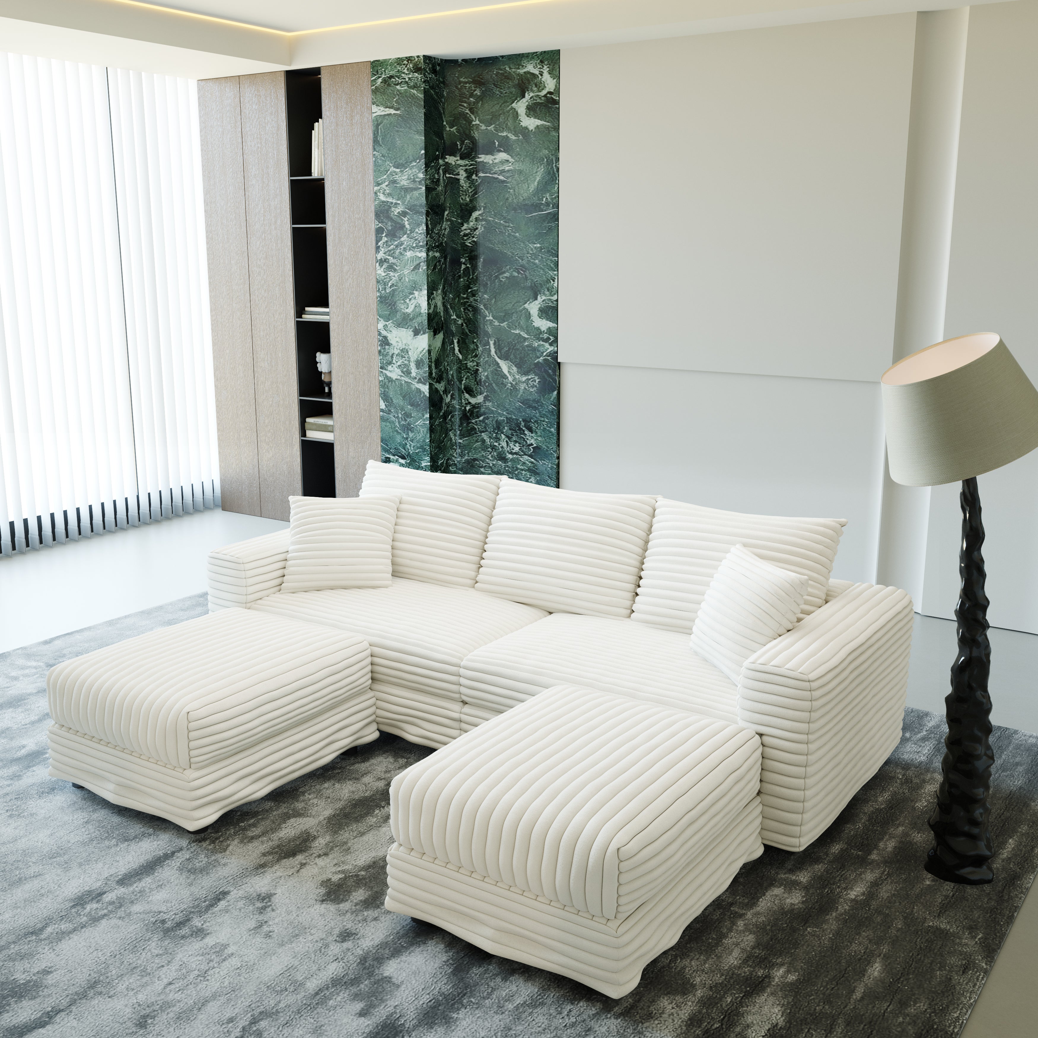 82.7" Plush Corduroy 3-Seat Sofa