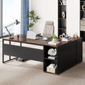 71" L-Shaped Executive Desk with Storage Cabinet & Shelves
