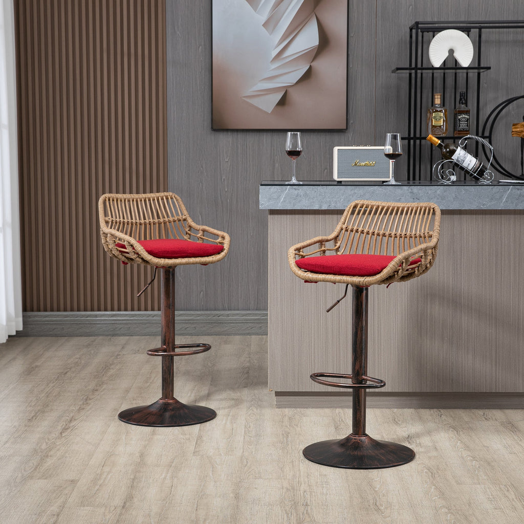 Modern Swivel Bar Stools Set of 2 Adjustable Counter Height Chairs