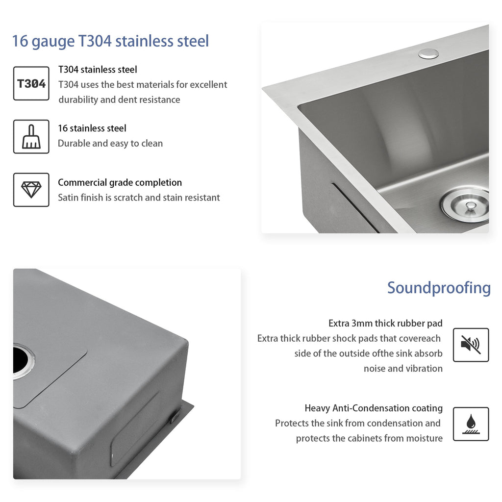 33 Inch Topmount Stainless Steel Kitchen Sink