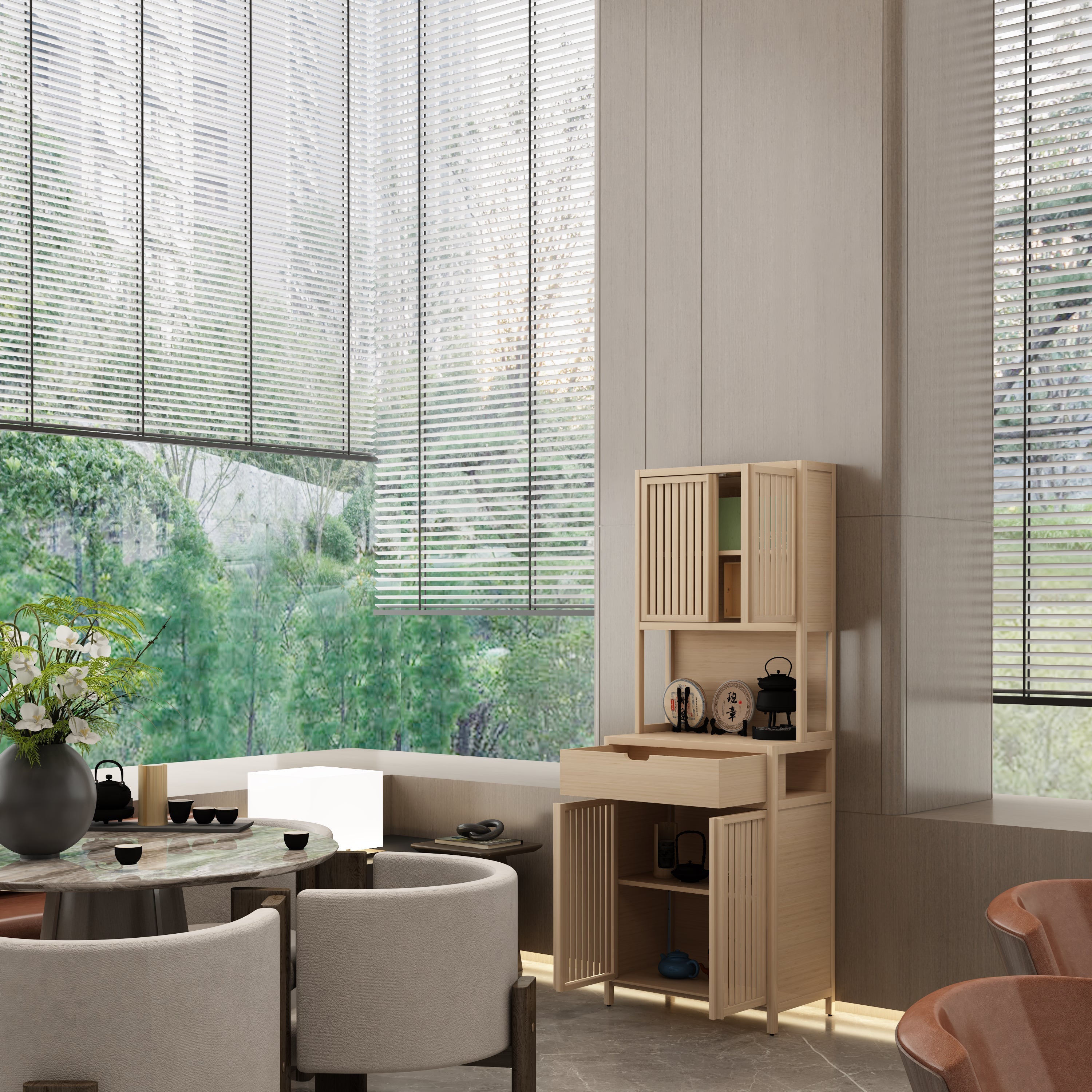 Double-Door Bamboo High-Capacity Storage Cabinet