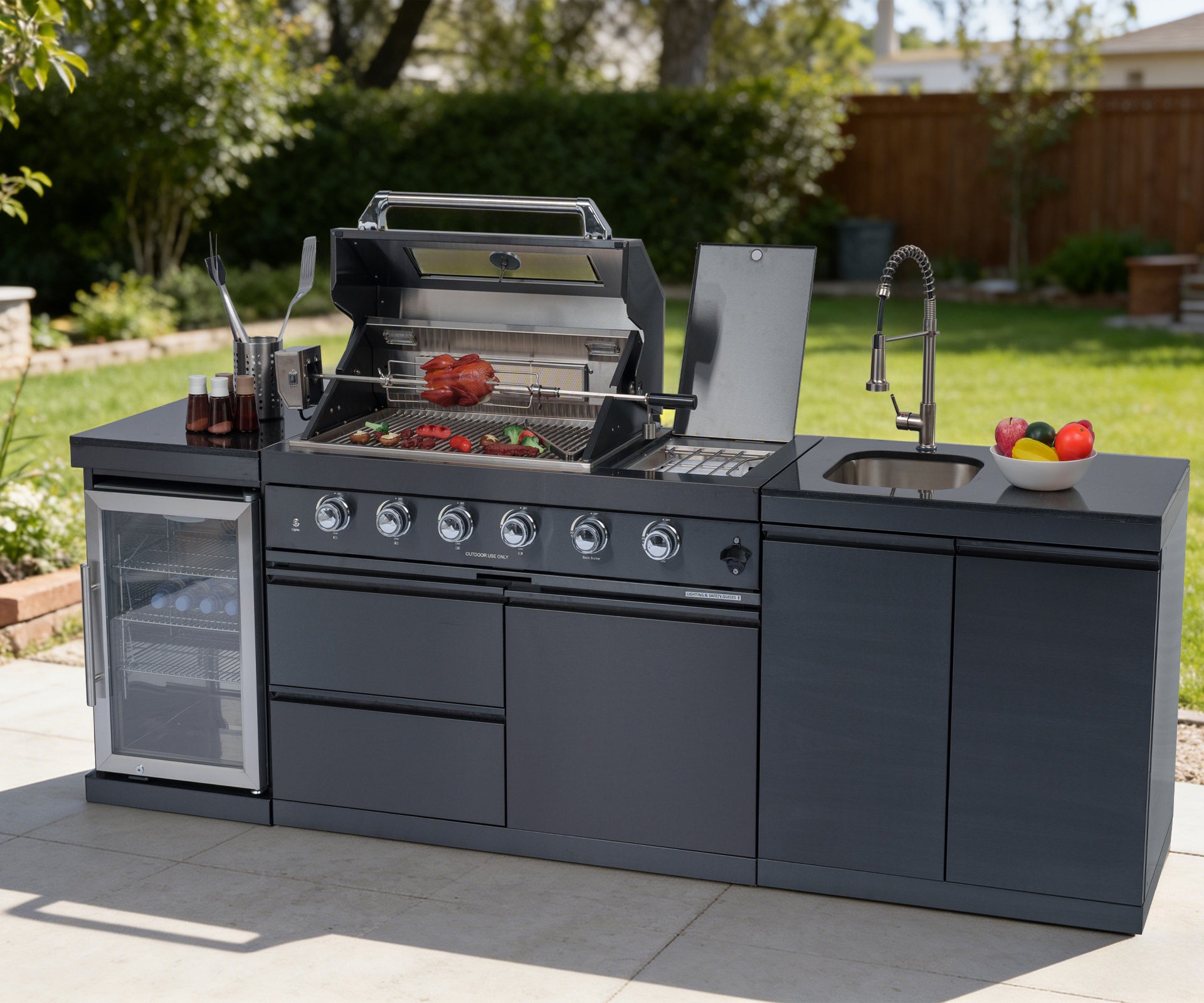 Deluxe Stainless Steel Outdoor Kitchen Grill Island