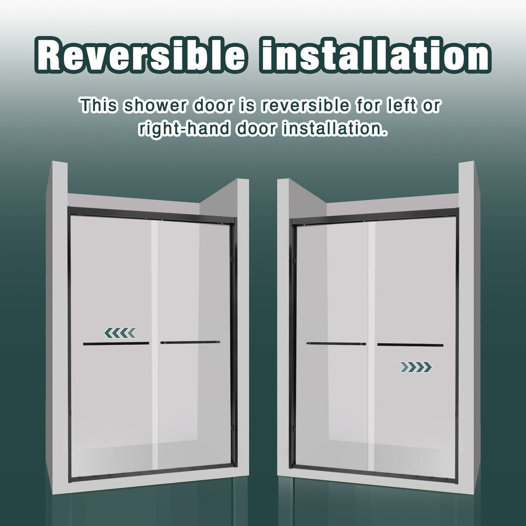 56-60"x74" Aluminum Frame Double Sliding Shower Door