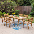 7-Piece Extendable Acacia Wood Outdoor Dining Set