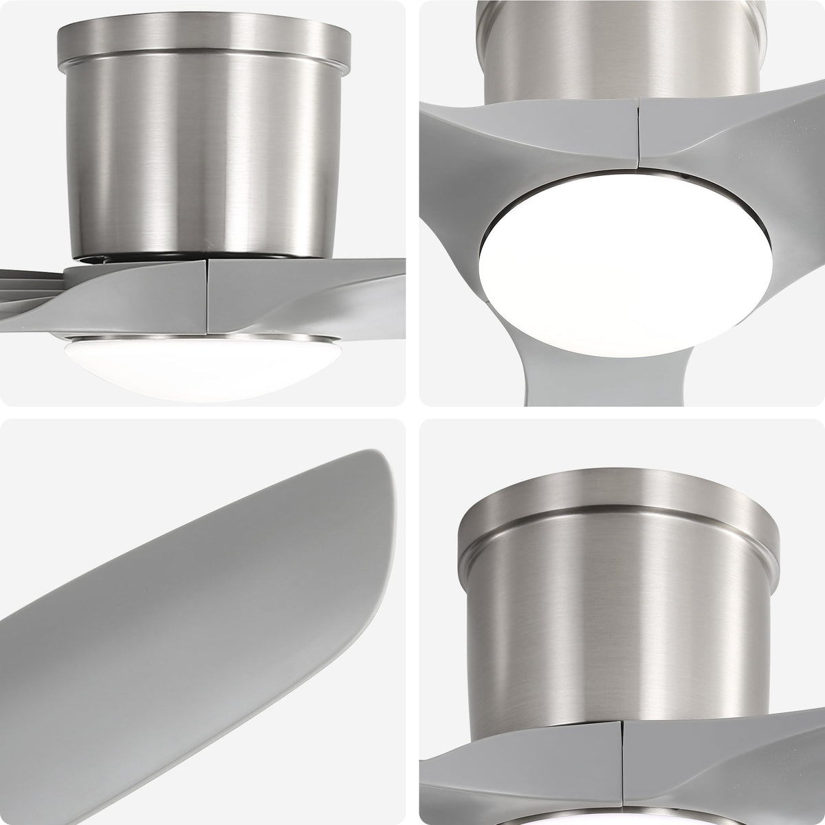 52 Inch Flush Mount Ceiling Fan with Dimmable LED Light